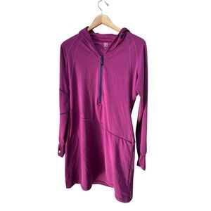 Title Nine Dress Size Med Purple Pink Long Sleeve Hooded Activewear Athleisure
